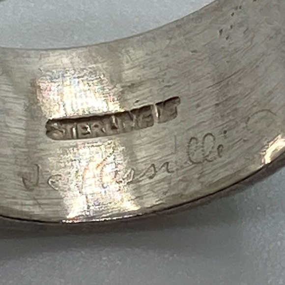 Vtg Southwestern Sterling Silver Symbols & Green Enamel Wide Band Ring Sz 8.5 - Picture 5 of 7